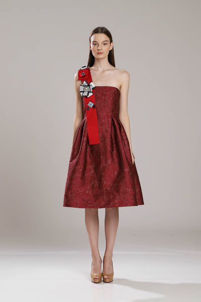 Dryden Sash Jacquard Dress – selphiebong